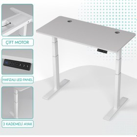 Resim Karr Office O-Flex O2B8 Duo Çift Motorlu Elektrikli Yükseklik Ayarlı Masa - 180X80 - Beyaz Beyaz 