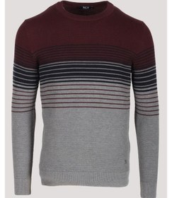 Resim Erkek Triko Bordo Bisiklet Yaka Desenli Slim Fit Pamuklu Kazak Ncs Jeans 3735-bordo Bordo 