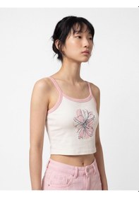 Resim Koton Slim Fit İp Askılı Çiçek Baskılı Pamuklu Bluz Ekru 6sal30198ık 