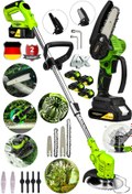 Resim DOZZER Kömürsüz Motor 2Li Bahçıvan Set 4 Akülü Ot Çim Biçme Tırpan & Çift Pala Zincir Dal Budama Makinesi 
