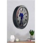 Resim Bahat Gemici Kaptan Salon Ofis Duvar Saati Gri Metal Çerçeve 36 Cm 
