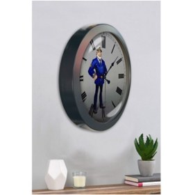 Resim Bahat Gemici Kaptan Salon Ofis Duvar Saati Gri Metal Çerçeve 36 Cm 
