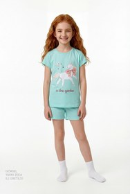 Resim Mint Yeşili Kız Çocuk In The Garden Pamuklu 2'li Pijama Takımı - Yeşil / 7-8 