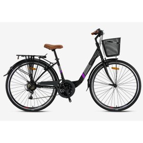 Resim Kron TTRA 3.0 - 28 City Bike - 15' - 21 Vites - V.B. - Mat Siyah-Gri/Mor 
