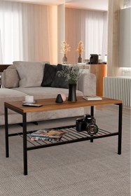 Resim steel desing Metal Ayaklı Dikdörtgen Orta Sehpa 90x40 cm | Alt Raflı Modern Ofis ,Salon & Oturma Odası Sehpası 