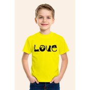 Resim Karya ButikKedi Love Baskılı Sarı Çocuk Tshirt T-Shirt Tişört 