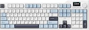 Resim Coverzone Ajazz AK35i V3 Kablosuz Mekanik Oyuncu Klavyesi-Gasket Gövde Yapısı Dinamik RGB-TFT Ekranlı Mavi/Avakado Switch 