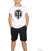 Resim World Of Tanks Logo Beyaz Çocuk Tişört Siyah 