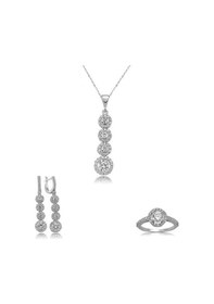 Resim Gümüş Sıralı Dört Taş Kadın Set (510776527) 