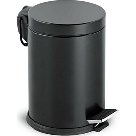 Resim 12 Litre Paslanmaz Pedallı Siyah Çöp Kovası Ev Ofis Banyo Mutfak Siyah 