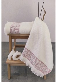 Resim 2'li Kabartma Bordürlü & Püsküllü Havlu Seti - %100 Pamuk El Havlusu - 50x85 Cm-kahve Kahve Kahve 