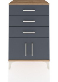 Resim Hyperion Komodin 3 Çekmeceli 2 Kapaklı 60x44x96 Çam-antrasit Atlas Çam 