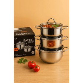 Resim Cook Inci Serisi 6 Parça Güveç Tencere Seti – 14/16/18 Cm, Paslanmaz Çelik, Indüksiyonlu 