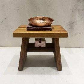 Resim Shark Anatolia Iroko Ahşap Banyo Taburesi Oturak Orta Boy 