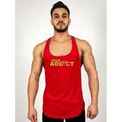 Resim Kırmızı Erkek Regular Fit -Iron Addict- Baskılı Sporcu Atlet 