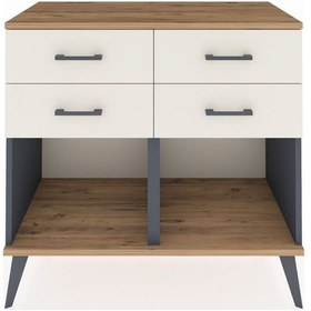 Resim Hyperion Şifonyer 4 Çekmeceli 88x44x80 Antrasit-çam/aytaşı Çam/aytaşı 