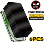 Resim 6 Adet Gizlilik Anti-Spy Temperli Cam Ekran Koruyucu iPhone 16/15/14/13/12/X/XS/XR/XS MAX/7 8 Plus/SE2 için, 9H Sertlik, Tam Ekran Kaplama, Çizilmeye Karşı Direnç 