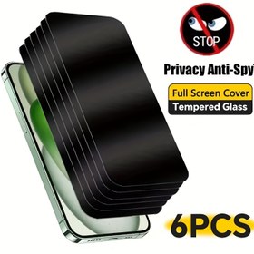 Resim 6 Adet Gizlilik Anti-Spy Temperli Cam Ekran Koruyucu iPhone 16/15/14/13/12/X/XS/XR/XS MAX/7 8 Plus/SE2 için, 9H Sertlik, Tam Ekran Kaplama, Çizilmeye Karşı Direnç 
