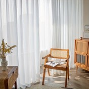 Resim 1 adet Düz Renk Tül Çizgili Pencere Şeffaf Perdeler Tül Perdeler Oturma Odası, Yatak Odası, Mutfak, Banyo, Ofis Ev Dekorasyonu, Oda Dekoru 