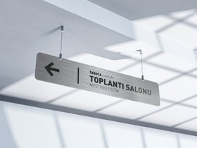 Resim Askılı Yön Tabelası - Çift Yön / Fırçalı Gümüş / Yok 