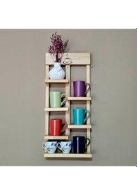 Resim Ahşap Dekoratif 5 Raflı Kupalık Kahve Fincanı Ve Bardak Standı 