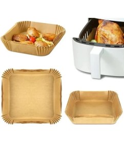 Resim Mcreative Airfryer Pişirme Kağıdı, Fritöz Yağlı Kağıdı, Yanmaz Isıya Dayanaklı Kağıt 50 Adet 