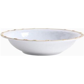 Resim Crate & Barrel Jake Arnold Abbott Beyaz & Bambu Melamin Servis Kasesi 