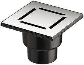 Resim VitrA V-Flow Kare 5608280 Duş Kanalı, Alttan Çıkışlı, 15x15 cm, DK 100 Kapak, Parlak Krom 