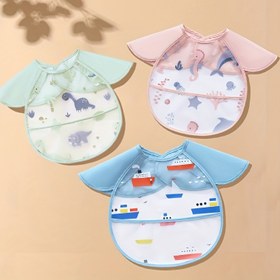 Resim Ayarlanabilir Bebek Önlükleri - Kısa Kollu, Renkli Tasarımlarla Beslenme Önlüğü (Pembe, Mavi, Yeşil, Sarı) - Yenidoğanlar ve Gençler İçin Mükemmel, Makinede Yıkanabilir Polyester, Sevimli Önlük 