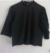 Resim Hepsibitarz Kadın Siyah Yakası Ve Kolu Modelli Rahat Bluz 