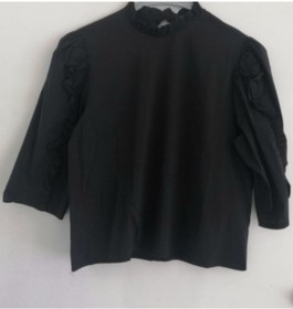 Resim Hepsibitarz Kadın Siyah Yakası Ve Kolu Modelli Rahat Bluz 