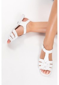 Resim İ Miei Sandali-0107 Hakiki Deri Kadın Günlük Beyaz Tatil Sandaleti 001 