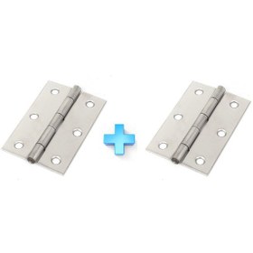 Resim 2'li Paslanmaz Krom Menteşe. 8cm. Krom 304 Kalite 