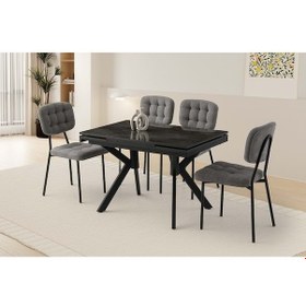 Resim Mobilgen Irony 4 Adet Mine Sandalye 110+60 Petra Hg Açılabilir Masa Takımı Siyah 