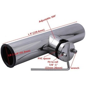 Resim Pazly Deniz Teknesi Paslanmaz Çelik Olta Tutucu - 7/8-1 Ray Montaj, Cilalı 304l Malzeme 