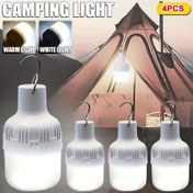 Resim 4 adet Ultra Parlak LED Kamp Lambaları, USB Şarj Edilebilir Ampuller ile Çekmeceler, Taşınabilir Gece Işıkları, Beyaz/Sıcak Beyaz Işık Seçenekleri, Açık Hava BBQ'ları, Partiler, Acil Durumlar, Yürüyüşler için Uygun, Şarj Edilebilir Acil Işıklar 