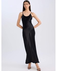 Resim DeFacto Slim Fit Dar Kesim Viskon Askılı Maxi Siyah Abiye Elbise E2977AX24WNBK81 