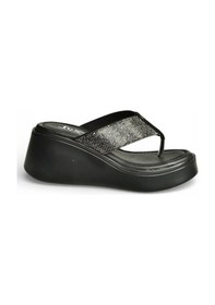 Resim Fox Shoes Y973525309 Siyah Taş Detaylı Parmak Arası Kalın Tabanlı Kadın Terlik Siyah 