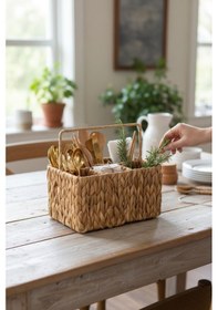 Resim Hasır Tezgahüstü Kaşıklık , Askılıklı 4 Bölmeli Sarı 