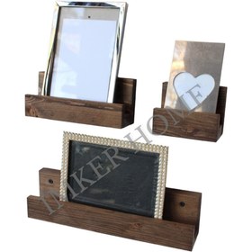 Resim IMKER HOME 3 Lü Takım Dekoratif Masif Ahşap Çerçeve Resim Duvar Rafı Kitaplık Çiçeklik Organizer Uçan Raf 