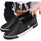 Resim Snapbuy Erkek Bahar Slip-on Beyaz Ayakkabı Erkek Düz Lastik Ayakkabı Kaykay Ayakkabı Günlük Iş Ayakkabısı Siyah 