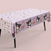 Resim Sanrio Kuromi Tek Kullanımlık Masa Örtüsü - Sevimli Karikatür Tasarımlı Dayanıklı Plastik Parti Masa Örtüsü, Doğum Günleri, Düğünler, Piknikler için Kalpler, Yıldızlar ve Ekose Desenler - Mor & Pembe Temalı Parti Dekoru, Şenlikli Masa Düzenlemesi | Kolay Temizlenebilir Malzeme, Masa Süslemeleri 