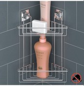 Resim Teknotel Yapışkanlı Krom Iki Katlı Banyo Köşe Rafı Krom Ef257 Çok Renkli 