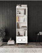 Resim Bohem Tarzda Çekmeceli Kitaplık Beyaz - Tamamı Mdf 