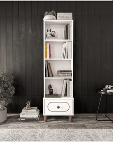 Resim Bohem Tarzda Çekmeceli Kitaplık Beyaz - Tamamı Mdf 