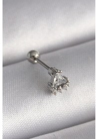 Resim Ceylan Adam 316l Çelik Gümüş Renk Üçgen Zirkon Taşlı Tragus Piercing Çok Renkli 