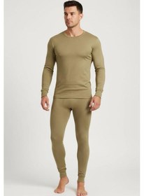 Resim İçlik Kota Termal Takım Alt + Üst Takım Bere Hediyeli Bej 