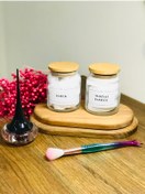 Resim Elite Home Studio Bambu Kapaklı 2’li Cam 300 ml Pamuk Ve Makyaj Pamuk Organizer 