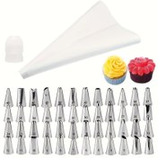 Resim 26 ve 50 parça DIY Pasta Süsleme Uçları Seti, Pişirme Tatlı Kurabiye Eritme Fasulye Dekorasyon Çantası Aracı, Pasta Süsleme Araçları 
