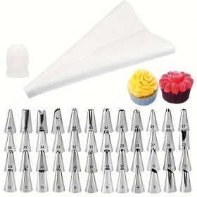 Resim 26 ve 50 parça DIY Pasta Süsleme Uçları Seti, Pişirme Tatlı Kurabiye Eritme Fasulye Dekorasyon Çantası Aracı, Pasta Süsleme Araçları 